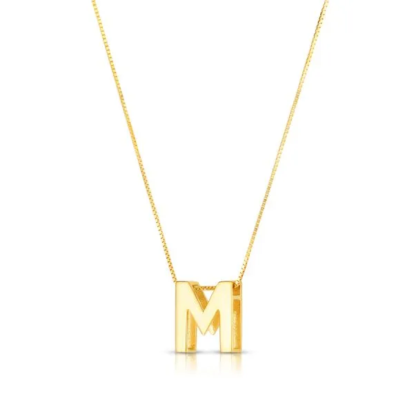 14K Gold Block Letter Initial M Necklace Tennies Jewelry Appleton, WI