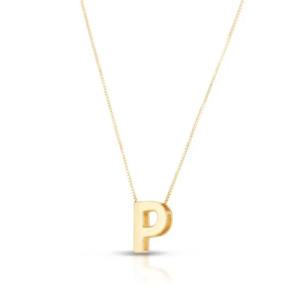 14K Gold Block Letter Initial P Necklace Tennies Jewelry Appleton, WI
