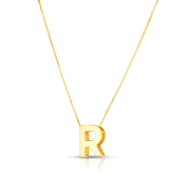 14K Gold Block Letter Initial R Necklace Tennies Jewelry Appleton, WI