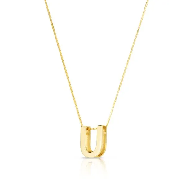 14K Gold Block Letter Initial U Necklace Alan Miller Jewelers Oregon, OH