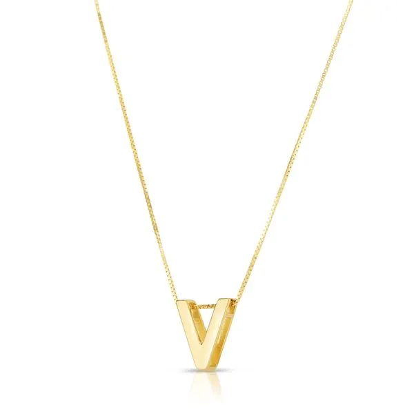 14K Gold Block Letter Initial V Necklace Alan Miller Jewelers Oregon, OH