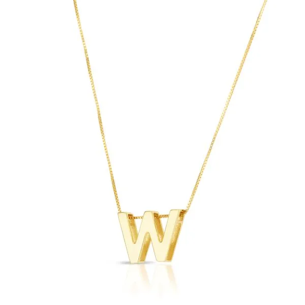 14K Gold Block Letter Initial W Necklace Tennies Jewelry Appleton, WI