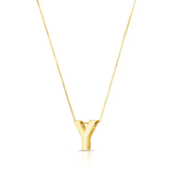 14K Gold Block Letter Initial Y Necklace Rebel Diamonds New Hampton, IA