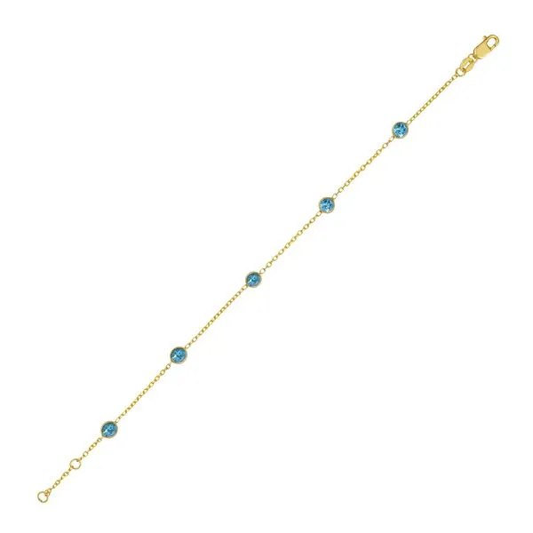 14K Blue Topaz Station Bracelet Tennies Jewelry Appleton, WI