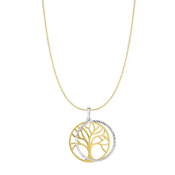 14K Two-tone Gold Double Disc Tree of Life Necklace Tennies Jewelry Appleton, WI