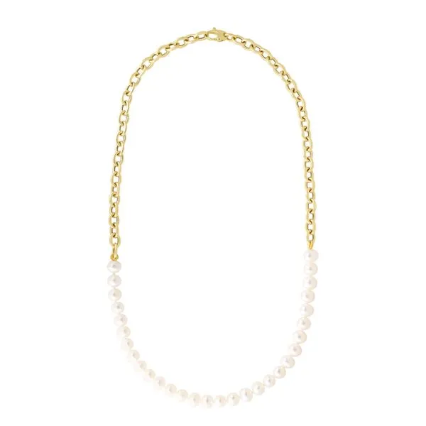 14k Gold Link and Pearl Necklace Tennies Jewelry Appleton, WI