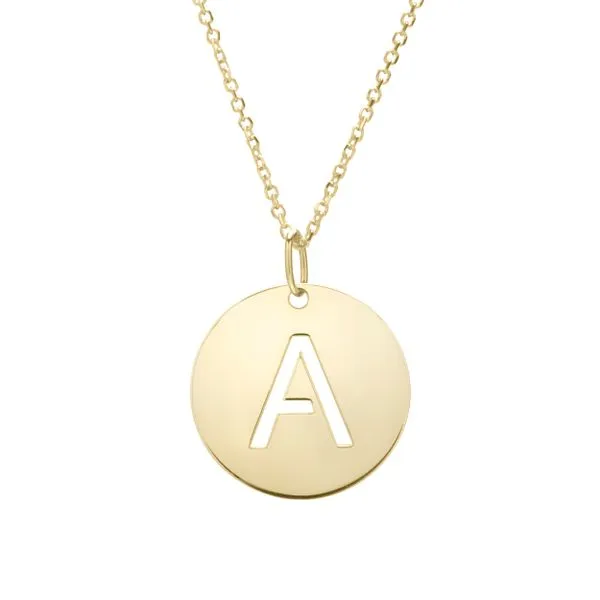 14K Gold Disc Initial A Necklace Rebel Diamonds New Hampton, IA