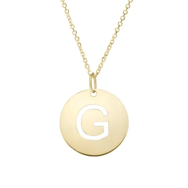 14K Gold Disc Initial G Necklace Rebel Diamonds New Hampton, IA