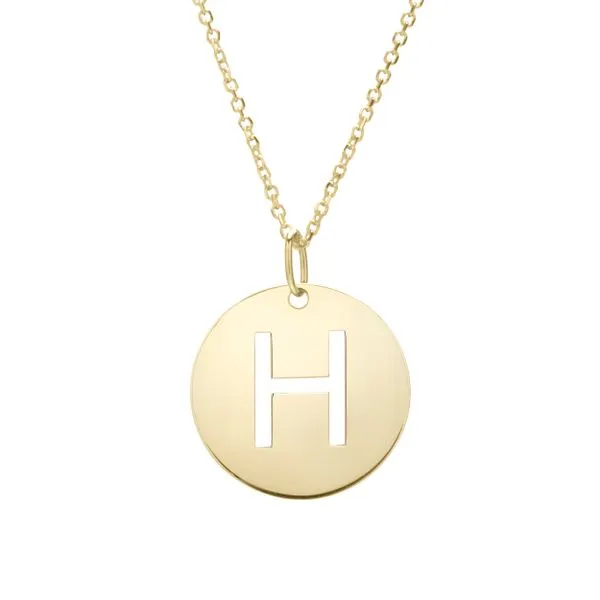 14K Gold Disc Initial H Necklace Rebel Diamonds New Hampton, IA