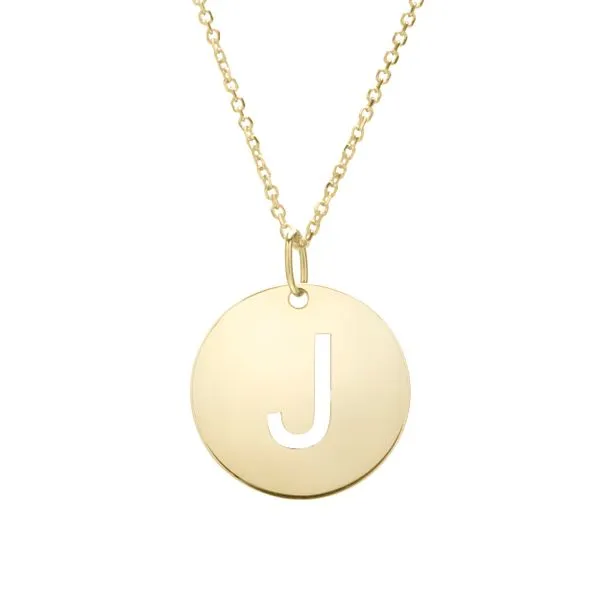 14K Gold Disc Initial J Necklace Rebel Diamonds New Hampton, IA