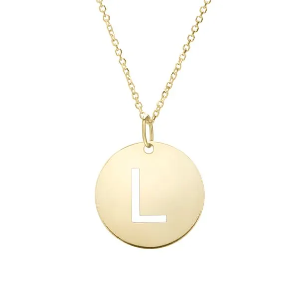 14K Gold Disc Initial L Necklace Rebel Diamonds New Hampton, IA
