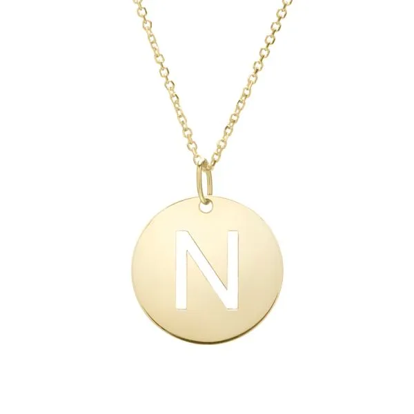 14K Gold Disc Initial N Necklace Rebel Diamonds New Hampton, IA