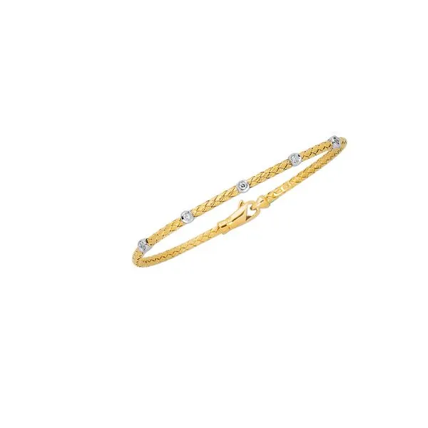 14K Gold .15ct Diamond Station Woven Bangle Tennies Jewelry Appleton, WI