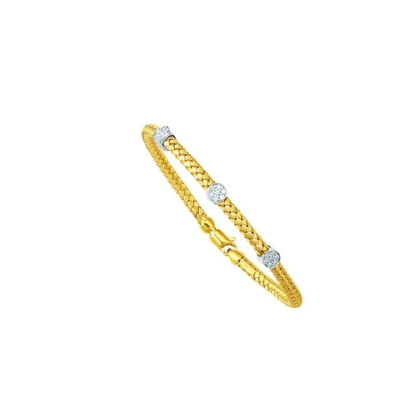 14K Gold .21ct Diamond Station Woven Bangle Thomas A. Davis Jewelers Holland, MI
