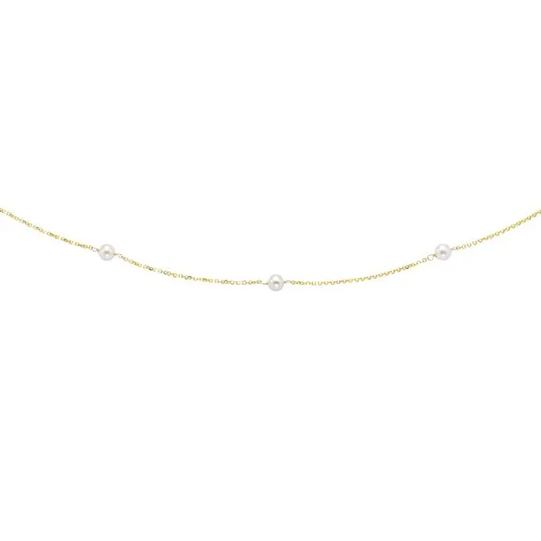 14K Gold Pearl Station Necklace Thomas A. Davis Jewelers Holland, MI