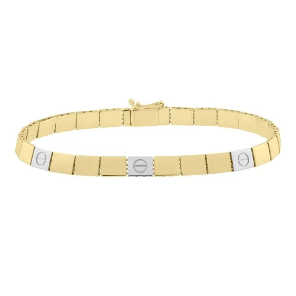 14K Gold Two-Tone Nail Head Bracelet Scirto's Jewelry Lockport, NY