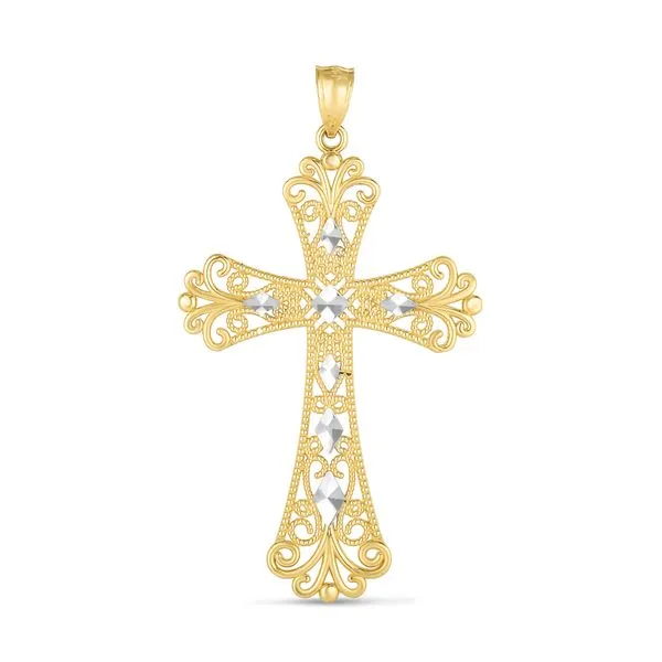 14K Two-tone Cross Pendant Alan Miller Jewelers Oregon, OH