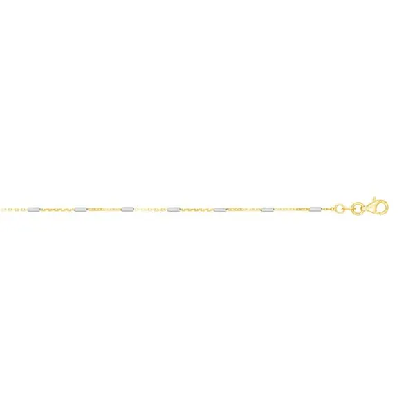 14K Gold 1.4mm Two-tone Polished Bar Station Saturn Chain  Tennies Jewelry Appleton, WI