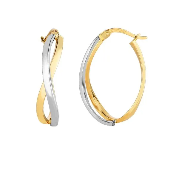 14K Yellow & White Gold Twisted Hoop Earring Tennies Jewelry Appleton, WI