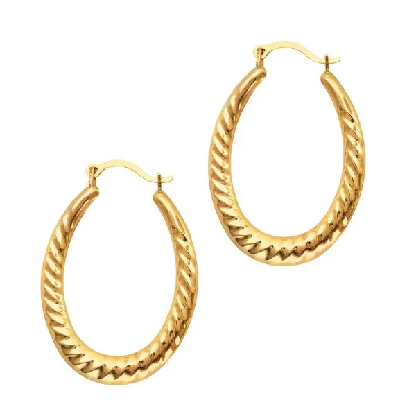 10K Gold Graduated Oval Twist Back to Back Hoop Earring Thomas A. Davis Jewelers Holland, MI