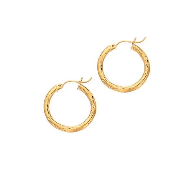 10K Gold 2x15mm Diamond Cut Hoop Earring Tennies Jewelry Appleton, WI
