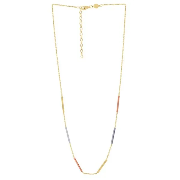 10K Tri-color Bar Station Necklace Thomas A. Davis Jewelers Holland, MI