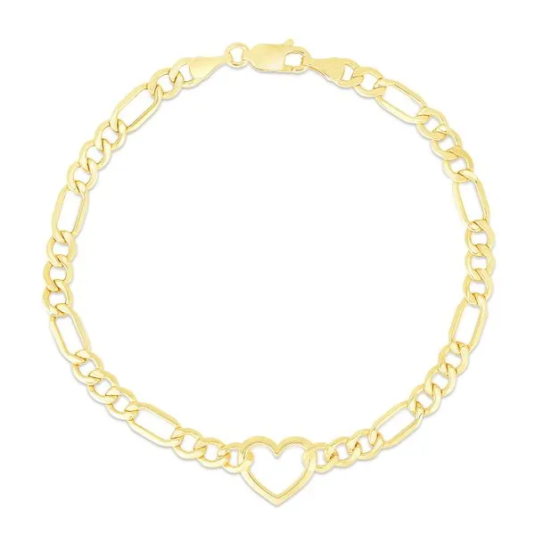 10K Heart Figaro Chain Bracelet Tennies Jewelry Appleton, WI