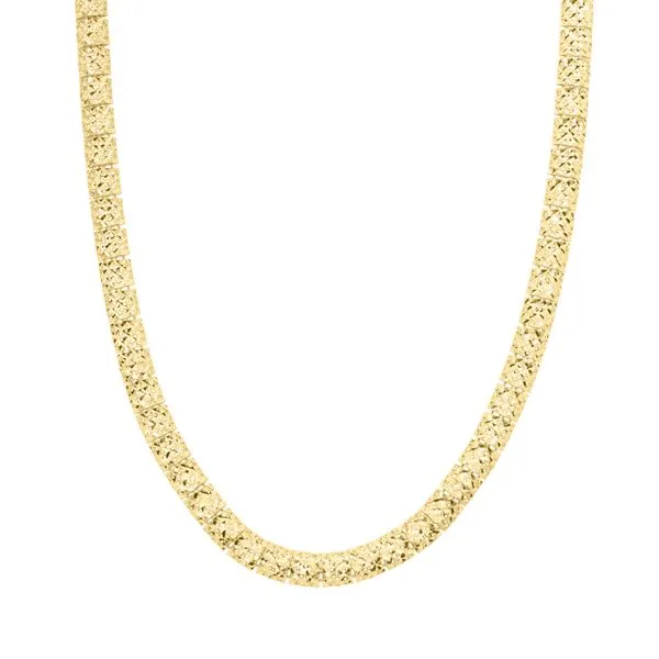 10K Fancy Textured Square Cut Link Necklace James & Williams Jewelers Berwyn, IL