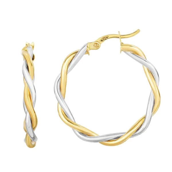 10K Gold Medium Poished Twist Hoop Earring Alan Miller Jewelers Oregon, OH