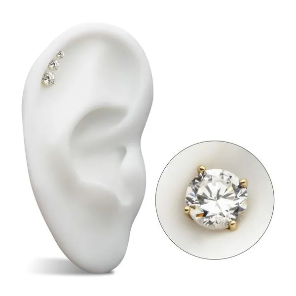 20g 14Kt Gold Stud Earrings with 4-Prong Lab-Grown Diamond & Butterfly Back Image 5 Woelk's House of Diamonds Russell, KS