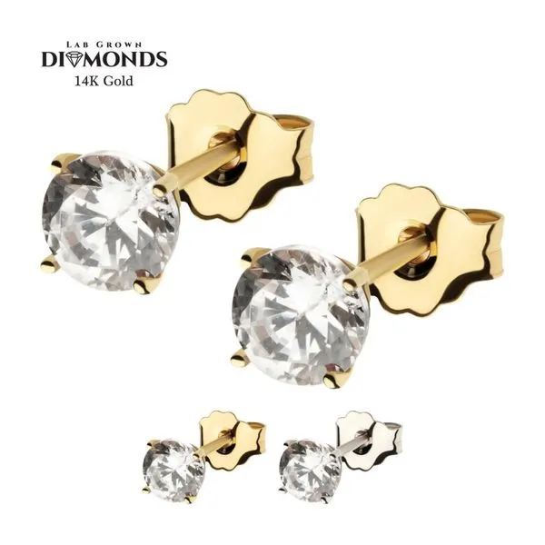 20g 14Kt Gold Stud Earrings with 4-Prong Lab-Grown Diamond & Butterfly Back Carroll's Jewelers Fort Lauderdale, FL
