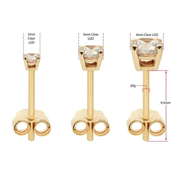 20g 14Kt Gold Stud Earrings with 4-Prong Lab-Grown Diamond & Butterfly Back Image 4 Daniel Jewelers Brewster, NY