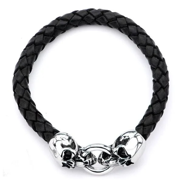 Black Leather with Skulls Bracelet similar item image