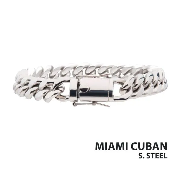 10mm Steel Miami Cuban Chain Bracelet Valentine's Fine Jewelry Dallas, PA