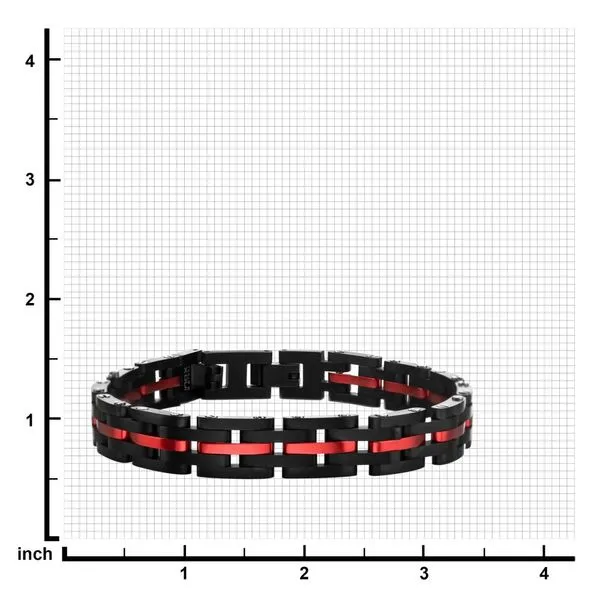 Dante - Black & Red Steel & Link Sizeable Bracelet Image 4 Alan Miller Jewelers Oregon, OH