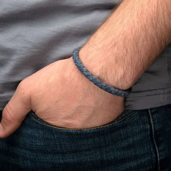 Denim Blue Stainless Steel Bracelet Image 4 Thomas A. Davis Jewelers Holland, MI