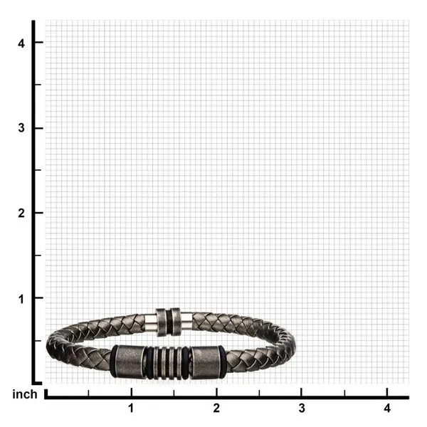 Metallic Grey Braided Leather Antique Beads Bracelet Image 3 Collard Jewelers League City, TX