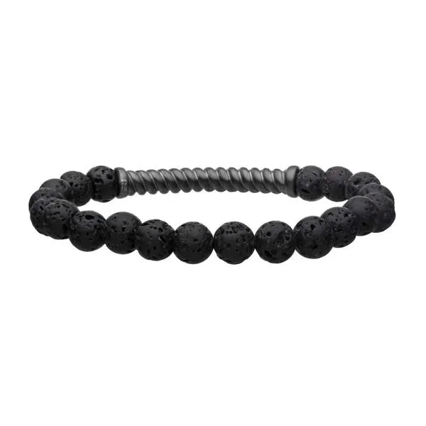 Stainless Steel Gun Metal Twist Plate Lava Stretch Bracelet Image 2 Alan Miller Jewelers Oregon, OH