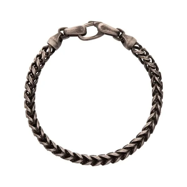 5mm Brushed Antiqued Finish Black IP Steel Sandblast Franco Chain Bracelet Image 2 SIERRA MOON Auburn, CA