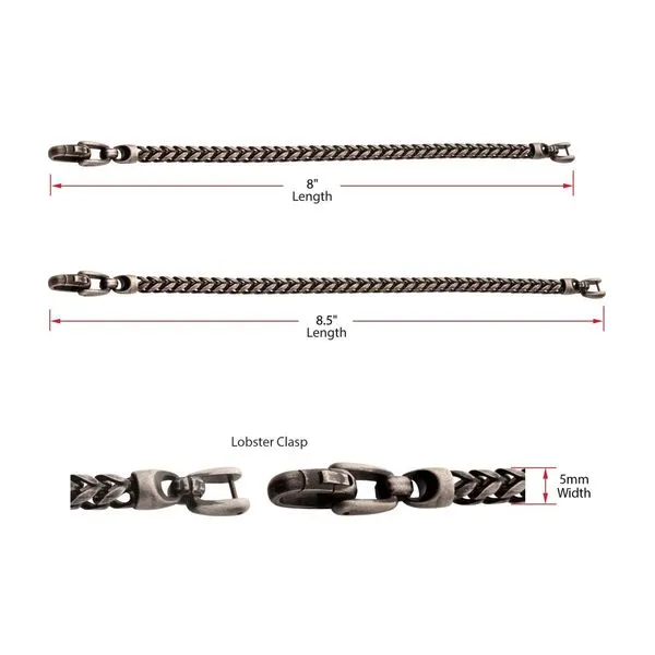 5mm Brushed Antiqued Finish Black IP Steel Sandblast Franco Chain Bracelet Image 5 Spath Jewelers Bartow, FL