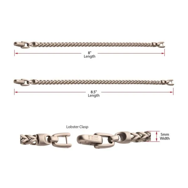 5mm Stainless Steel Sandblast Franco Chain Bracelet Image 4 Alan Miller Jewelers Oregon, OH