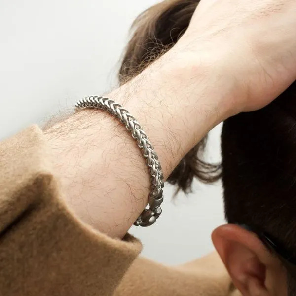 5mm Stainless Steel Sandblast Franco Chain Bracelet Image 5 Cellini Design Jewelers Orange, CT