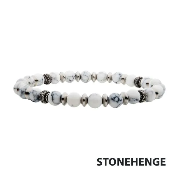 White Howlite Stones with Black Oxidized Beads Bracelet Alan Miller Jewelers Oregon, OH