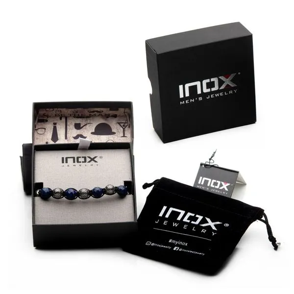 Stainless Steel & Lapis Stone Bead Adjustable Braided Bracelet Image 2 Alan Miller Jewelers Oregon, OH