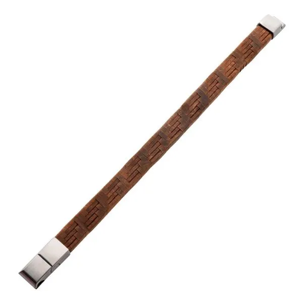 Twill Weave Suede Brown Leather Bracelet Image 2 Morin Jewelers Southbridge, MA