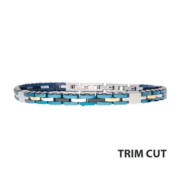 Trim Cut Two Tone Blue IP Bracelet Morin Jewelers Southbridge, MA