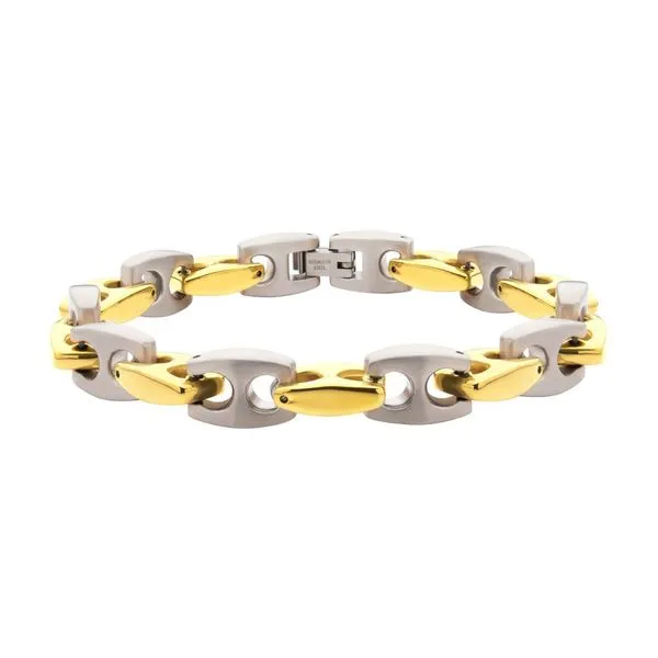 18Kt Gold IP Stainless Steel Anchor Link Chain Two-tone Bracelet Daniel Jewelers Brewster, NY