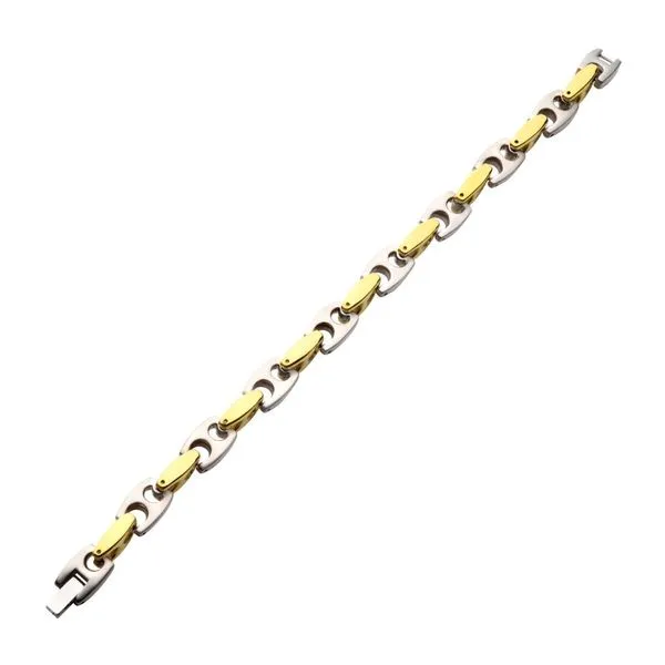 18Kt Gold IP Stainless Steel Anchor Link Chain Two-tone Bracelet Image 2 Cellini Design Jewelers Orange, CT