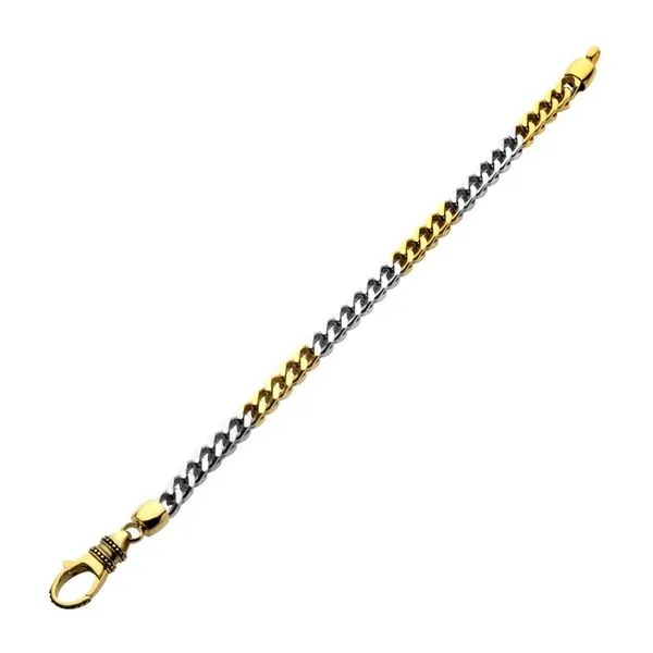 5.75mm 18Kt Gold IP Steel Franco Chain Two-tone Bracelet with Ornate Clasp Image 2 Morin Jewelers Southbridge, MA