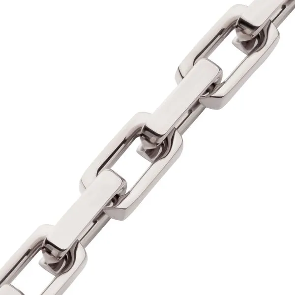 10mm High Polished Finish Stainless Steel Heavy Flat Square Link Bracelet Image 3 Alan Miller Jewelers Oregon, OH